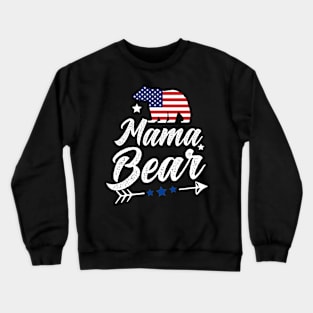 Mama Bear Patriotic Flag Matching 4th Of July Crewneck Sweatshirt